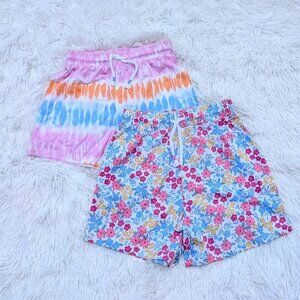 Pack of Colorful Kids' Shorts with Whimsical Tie-Dye & Floral Themes NWOT